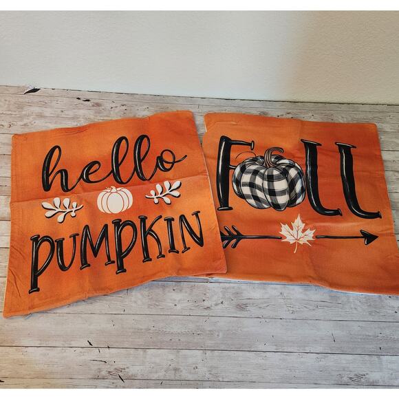 Set of Four Fall Themed Throw Pillow Covers 18x18 NEW - Picture 3 of 7